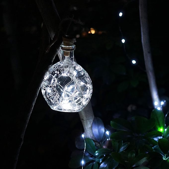 Decorman Upgraded 10 Pack Solar Wine Bottle Lights 20 LEDs Waterproof Silver Wire Cork Lights for Party, Wedding, Christmas, Holiday, Outdoor, Garden, Patio, Pathway Decor