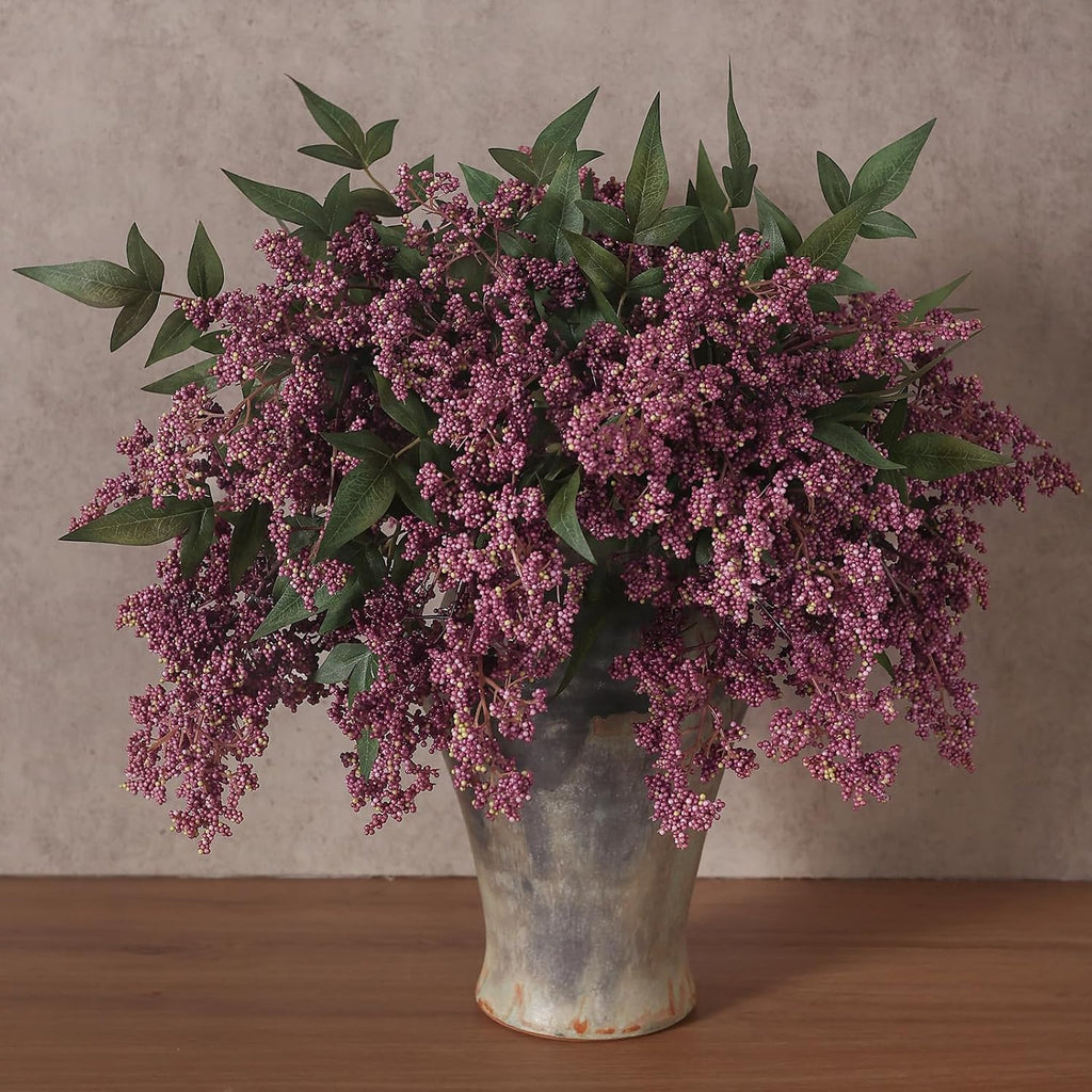17"lifelike artificial nandina berry stems for vase decor(dusty, main product view