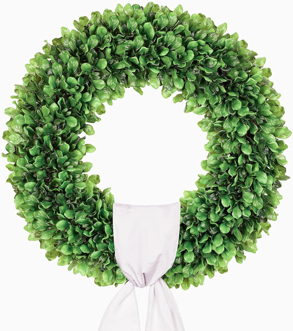 20 inch artificial boxwood wreath for front door, main product view
