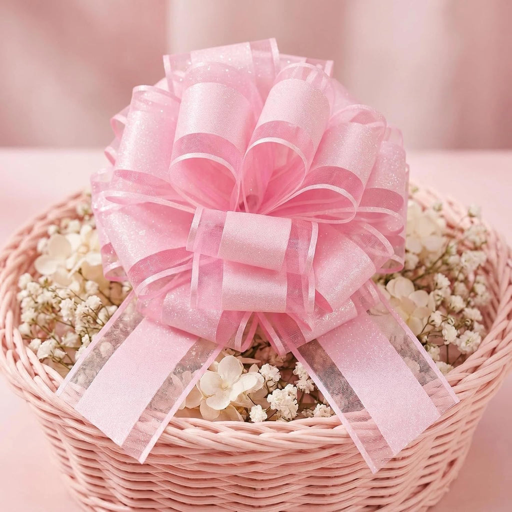 LHMTFCYY 12 Inch Clitter Big Gift Bow,1PC Large Pink Bow,Giant Bow for Bike,Dining Tables,Parties,Birthdays,Christmas,Valentine's Day,Easter,and other Festivals and Gift Decorations (Clitter Pink)