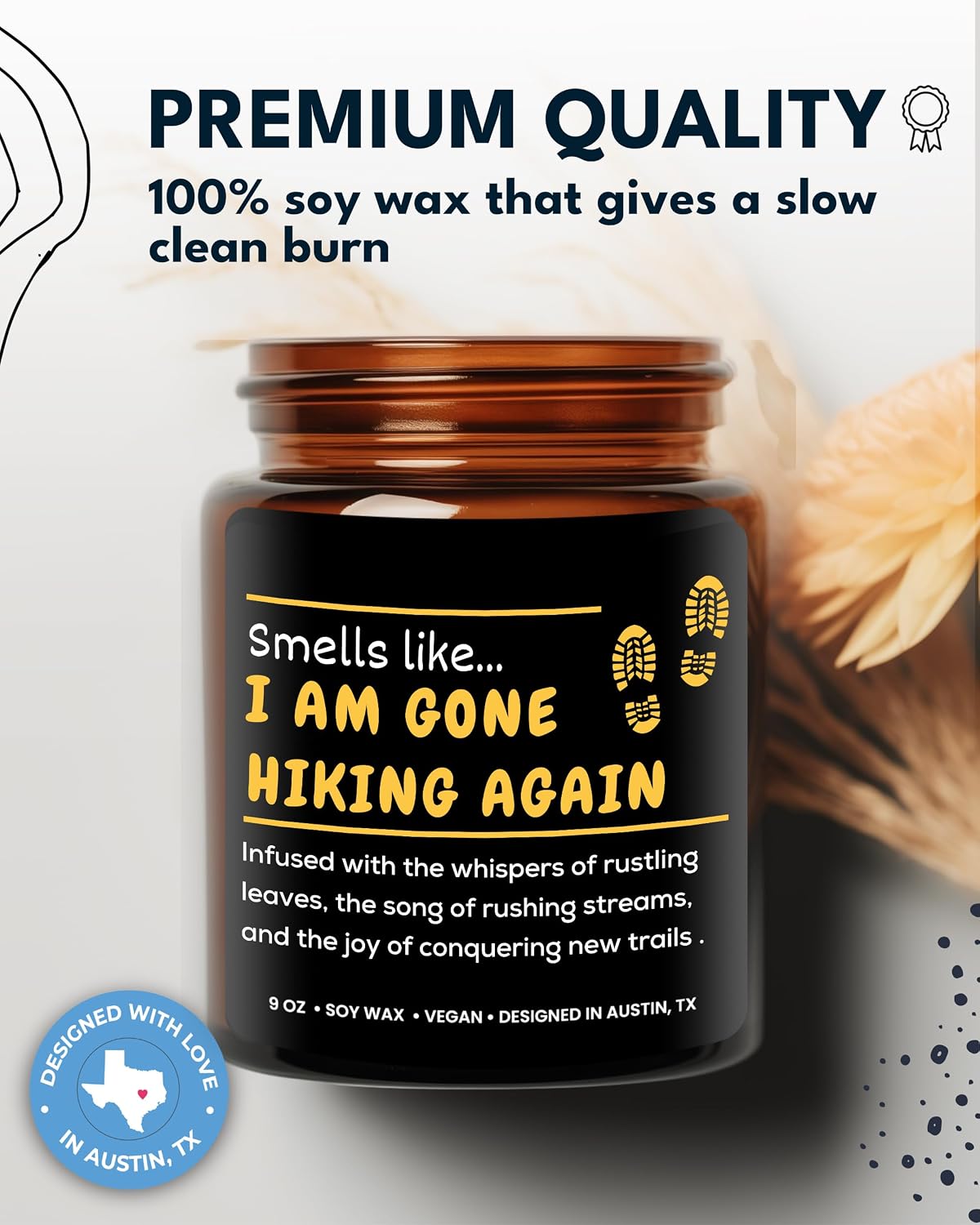 Hiking Candle, Best Hiking Candle for Men & Women, Unique Hiker Gift for Him or Her, Cool Present for Hikers, Nature Lover Presents, Ideal Birthday Present, Christmas, and Gift-Ready
