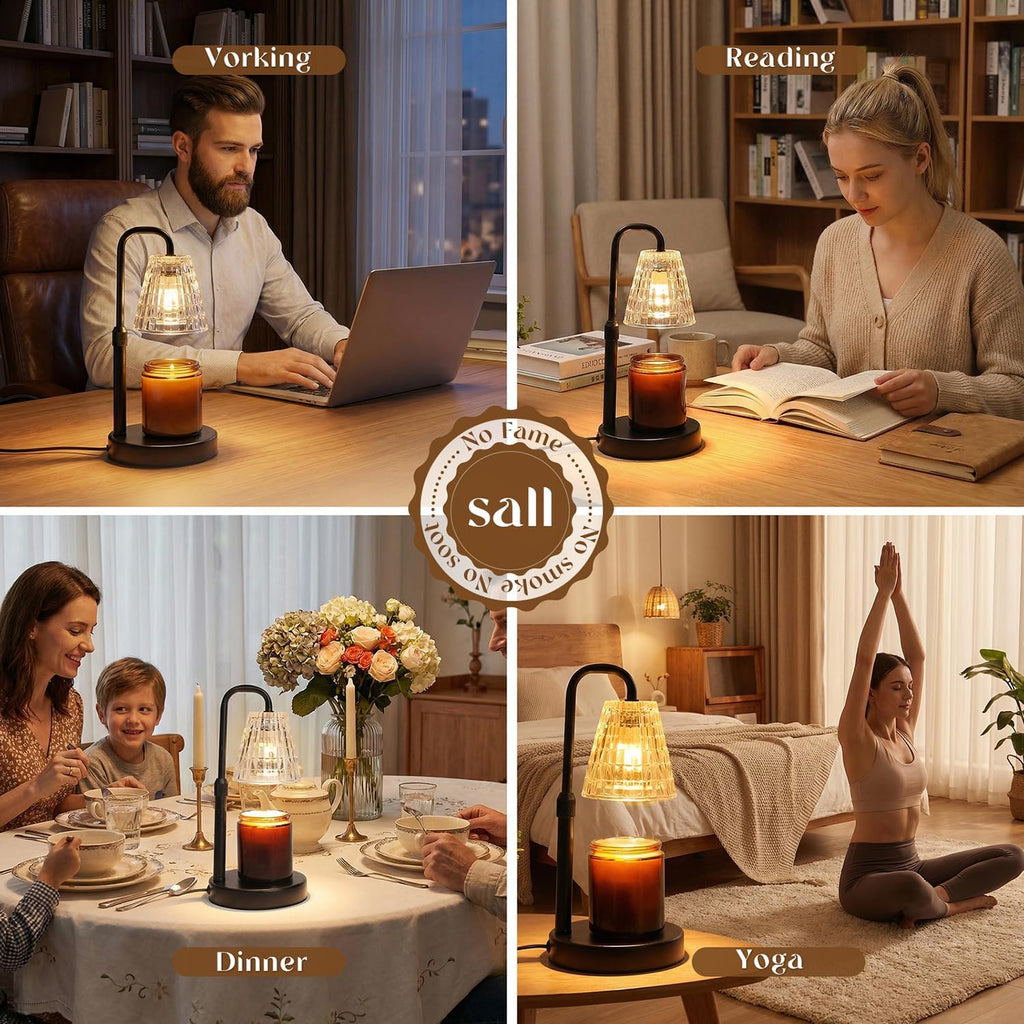 Glimra Candle Warmer Lamp, Candle Warmer Lamp with Timer, Dimmable | for Jar Candles Candle Warmer Birthday Gifts,for Mom Women Friend Sister,Office Apartment Dorm Room Home Decor Black