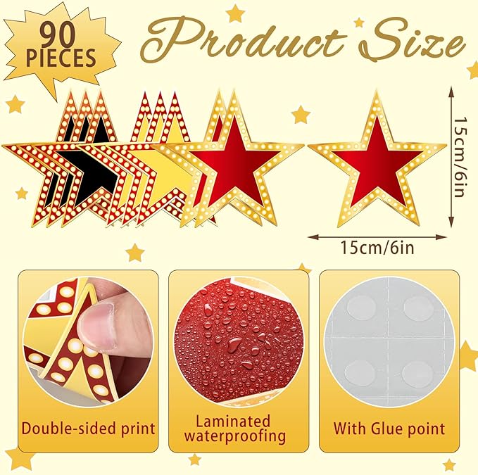 Geosar 90 pcs Movie Star Cardboard Red Carpet Awards Night Cutouts Confetti Cutouts for Bulletin Board Movie Party Decoration Supply Wall (6 Inch)