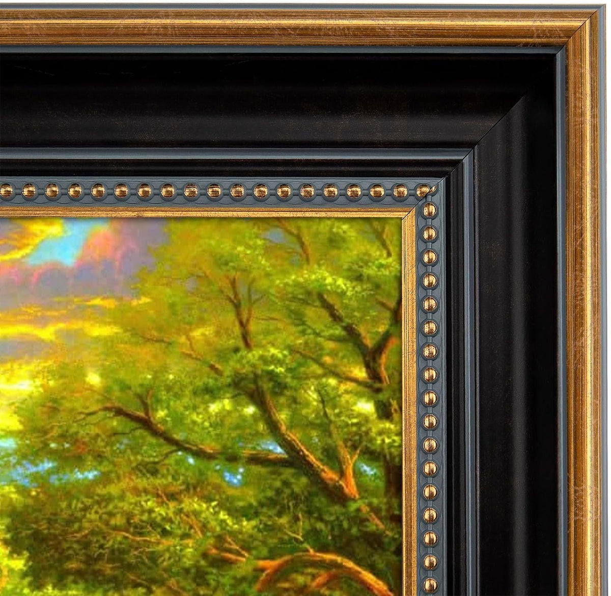 16x20 ornate picture frame with real glass,gold black, side view