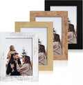 5x7 Picture Frame Set of 4, High Definition Real Glass 5 x 7 Photo Frames for Desktop Display and Wall Mounting(Distressed White+Oak+Rustic Brown+Black)