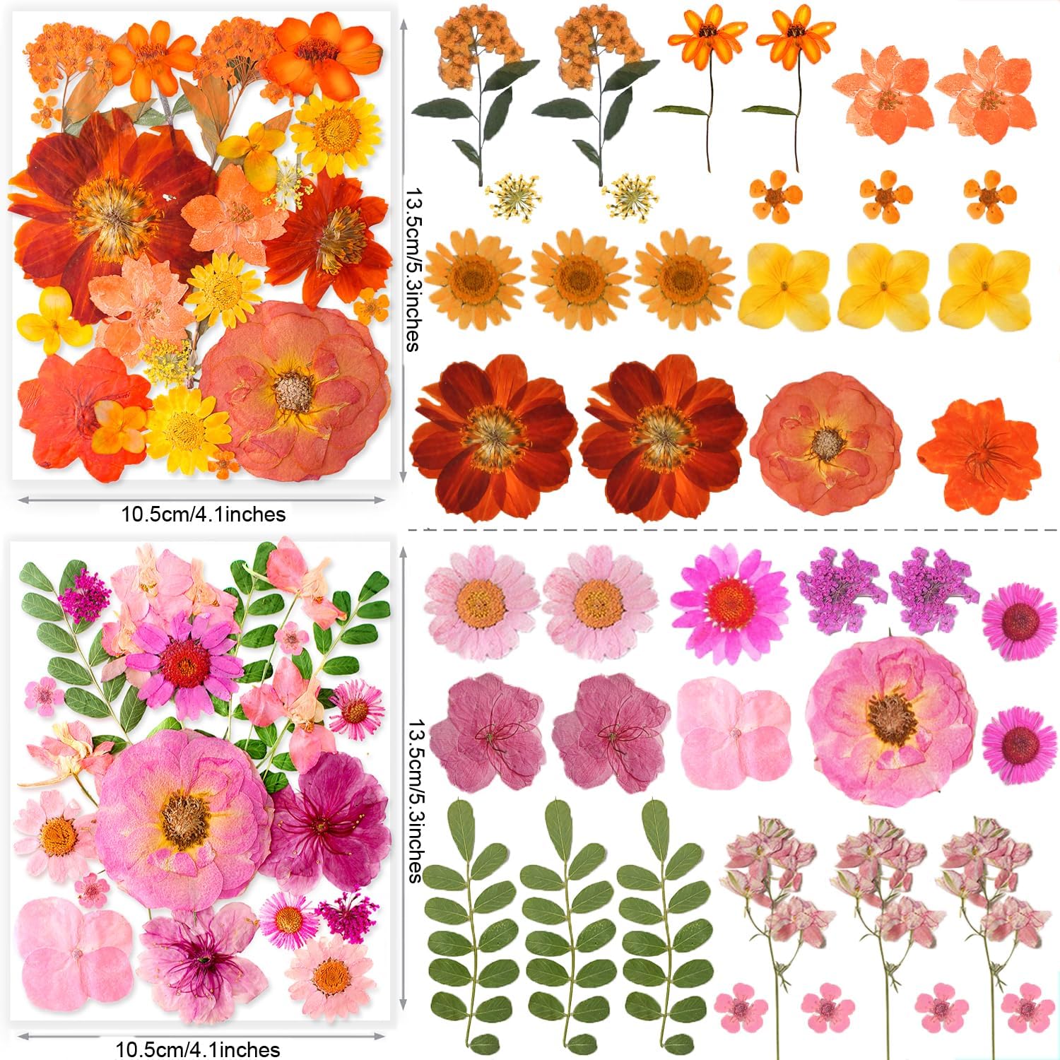 269PCS Dried Pressed Flowers for Resin Craft - YouthBro Real Nature Flowers Set with Butterfly Stickers for DIY Jewelry Nail Scrapbook Art Floral Decors Iridescent
