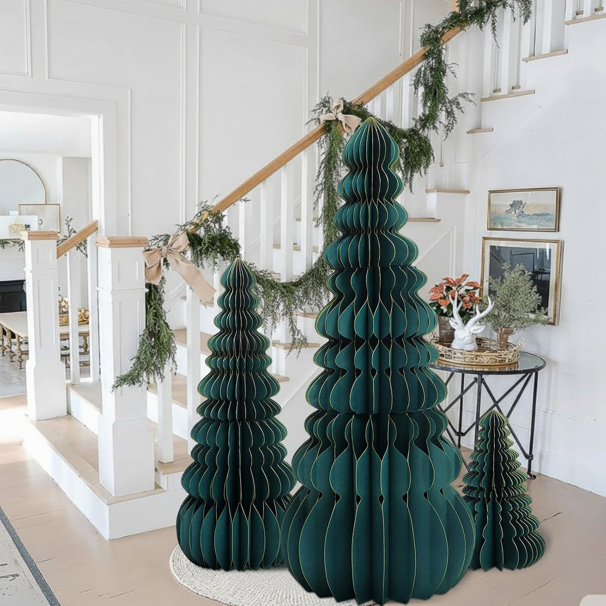 glikceil 3 set large honeycomb paper christmas tree on a desk or shelf