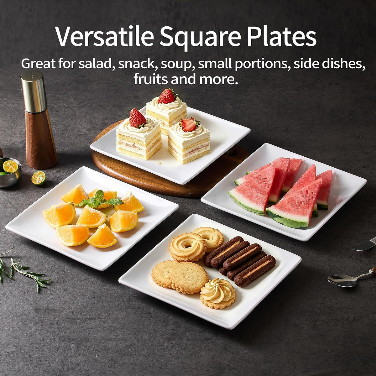 porcelain appetizer plates set of 4, 8 inch, close-up detail