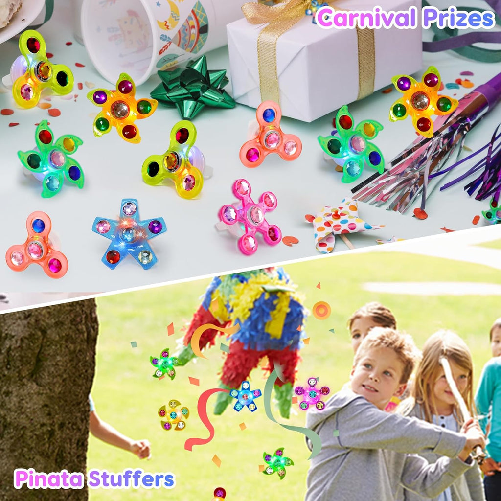24PCS Light Up Fidget Spinner Rings Glow Party Favors Bulk for Kids 4-8 8-12 Birthday Goodie Treat Bags Stuffers Pinata Fillers Carnival Prizes Classroom Treasure Box Toys Back to School Student Gifts