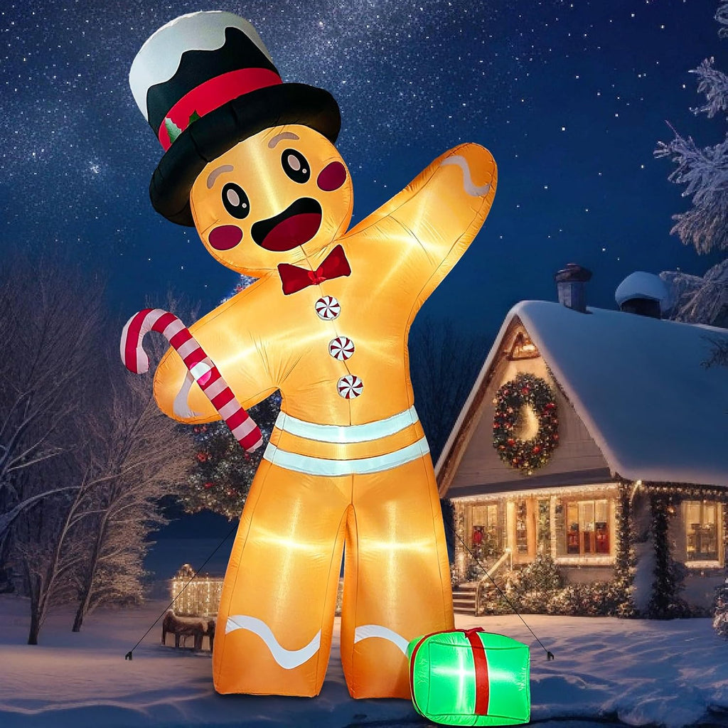 ourwarm 12ft christmas inflatables, giant gingerbread christmas decorations, main product view