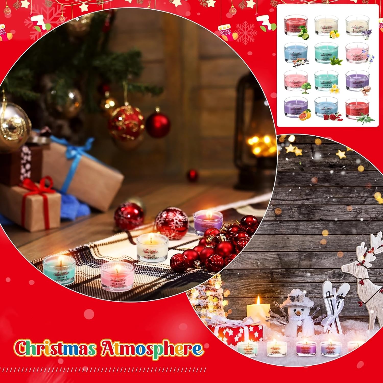 Conelist 12 Days Christmas Advent Calendar 2026 Scented Candles Gift for Women Adult Christmas Countdown Calendar with Assorted Scented Candle 1 oz Soy Wax Candles