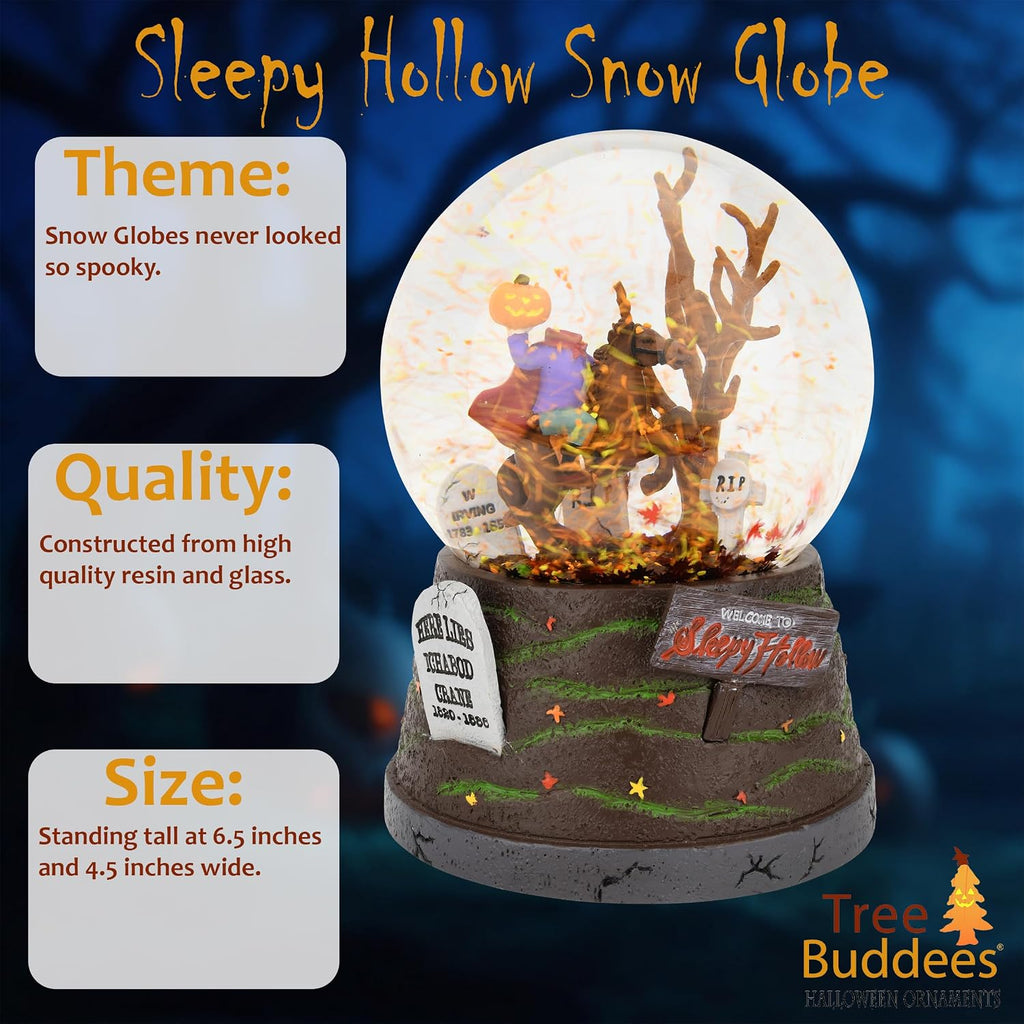 Tree Buddees Sleepy Hollow Fall Themed Headless Horseman Halloween Snow Globe - Large 6.5"