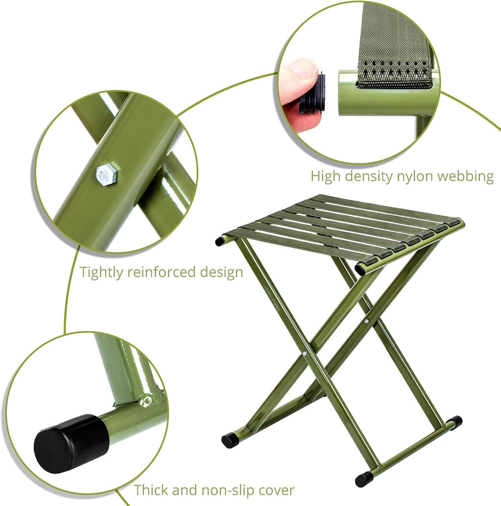 triple tree folding stool 17.8" height heavy duty, side view