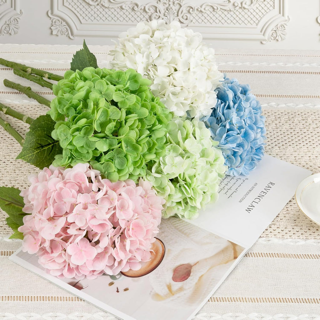 green hydrangea artificial flowers, latex real touch hydrangeas, package contents