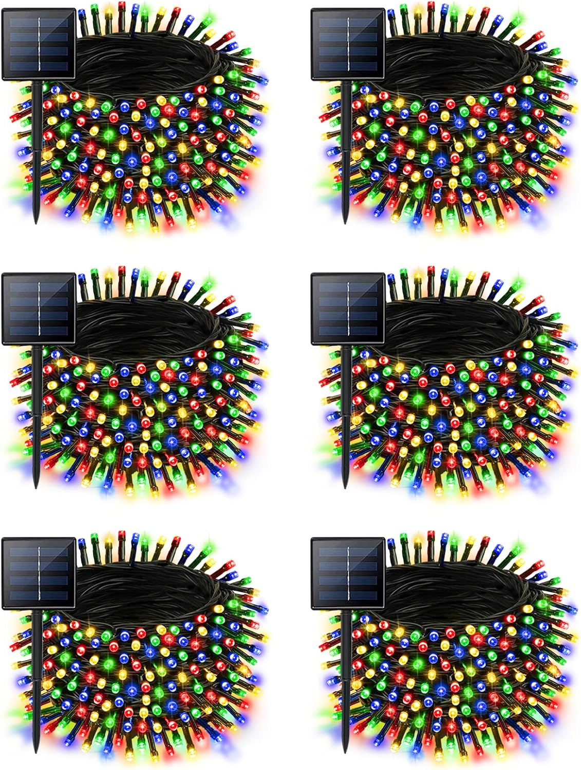 6 Pack 600 LED Solar Christmas Lights Outdoor, Solar Lights Multicolor