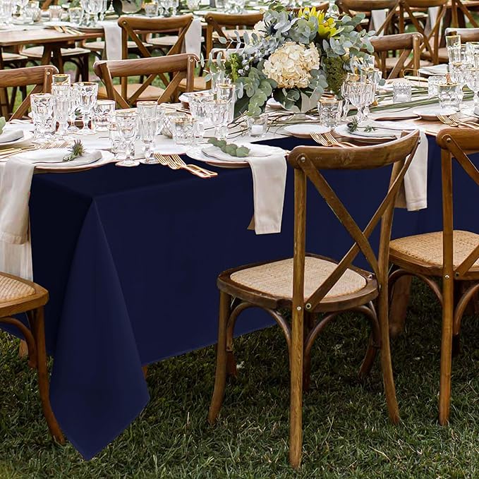 Fitable 8 Pack Table Cloth Rectangle Table: Stain and Wrinkle Resistant Tablecloth Rectangular, Washable Polyester Tablecloths for Wedding Party Dining Banquet Event Catering(Navy, 70x108 Inch)