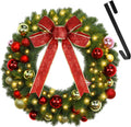 juegoal 21 inch pre-lit christmas wreath with metal, main product view