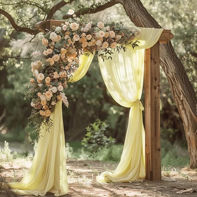 Wokceer Wedding Arch Draping Fabric 28.7" x 20FT Beige Sheer Drapes Backdrop for Wedding Ceremony, Birthday Party, Bridal Shower Decoration