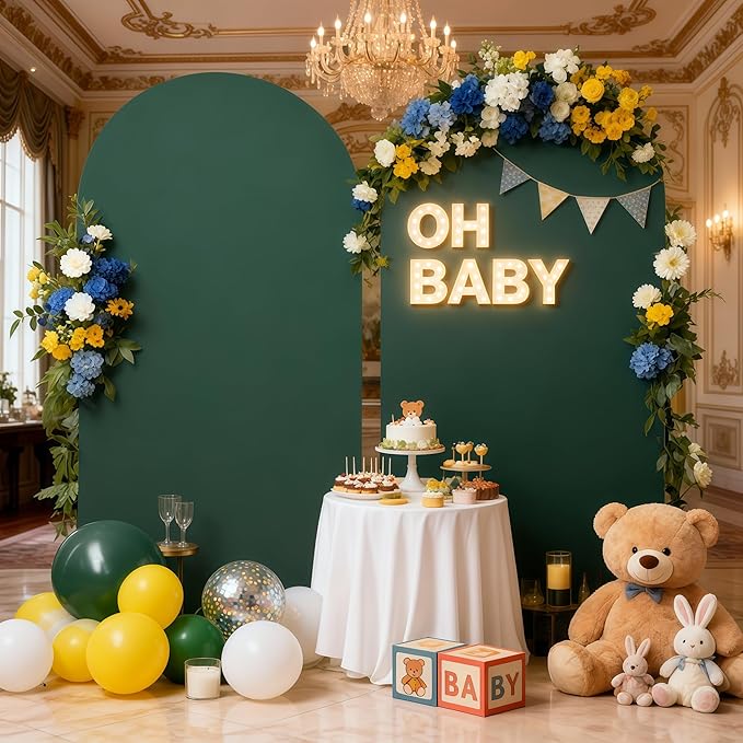 6FT Hunter Green Arch Cover - Polyester Fitted Wedding Arch Stand Covers Round Top Chiara Arch Backdrop Cover for Birthday Party Banquet Photo Background Decoration