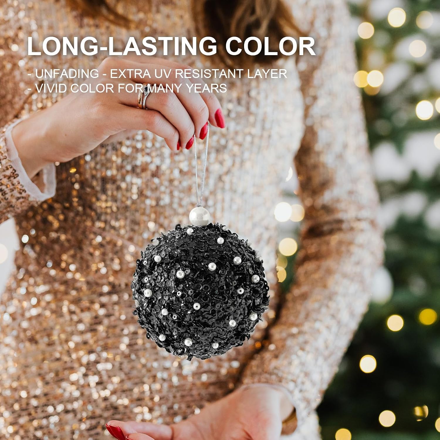 4.25" Christmas Ball Ornaments, 4pc Set Shatterproof Christmas Decorations Tree Balls for Xmas Trees Wedding Party Decoration (Black)…