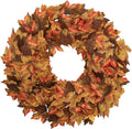 20" fall wreath for front door, artificial maple, main product view