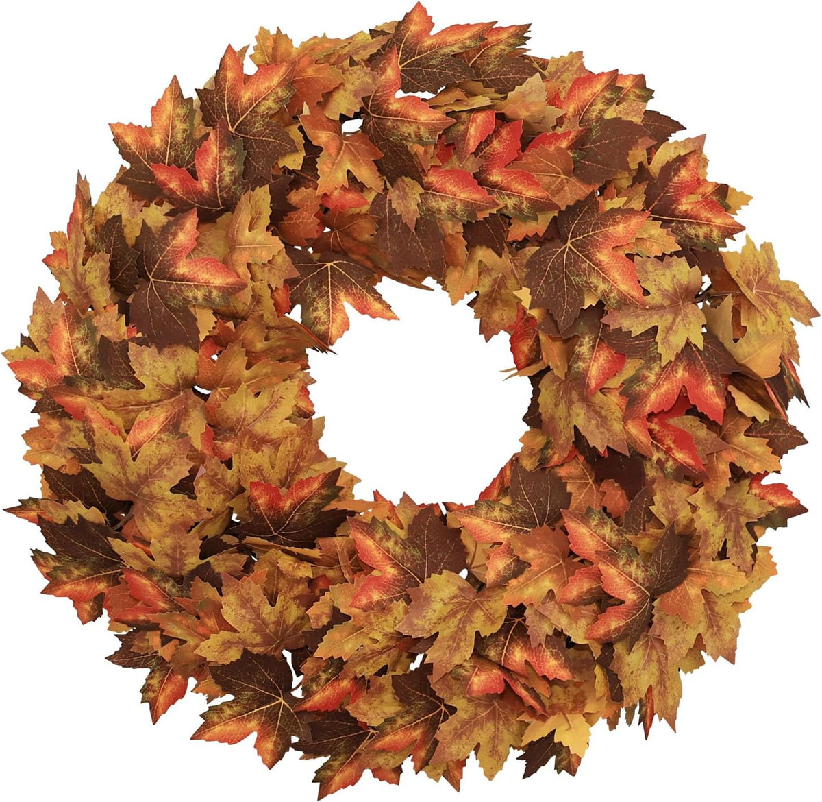20" fall wreath for front door, artificial maple, main product view