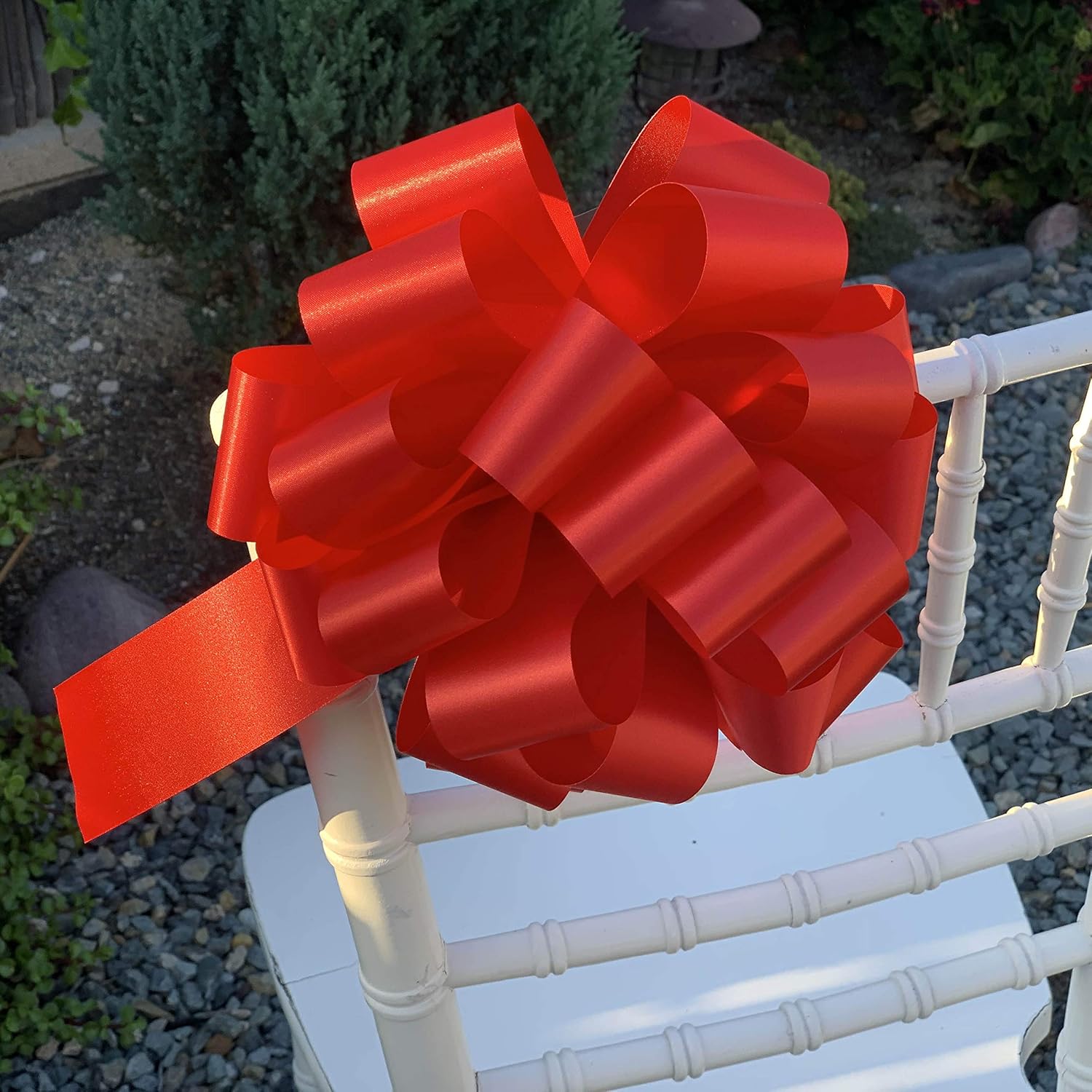 Large Red Ribbon Pull Bows - 9" Wide, Set of 6, 4th of July, America 250 Anniversary, Wreath, Fundraiser, Gift Basket, USA Patriotic, Team Colors, Birthday, School Graduation, Labor Day, Veterans Day
