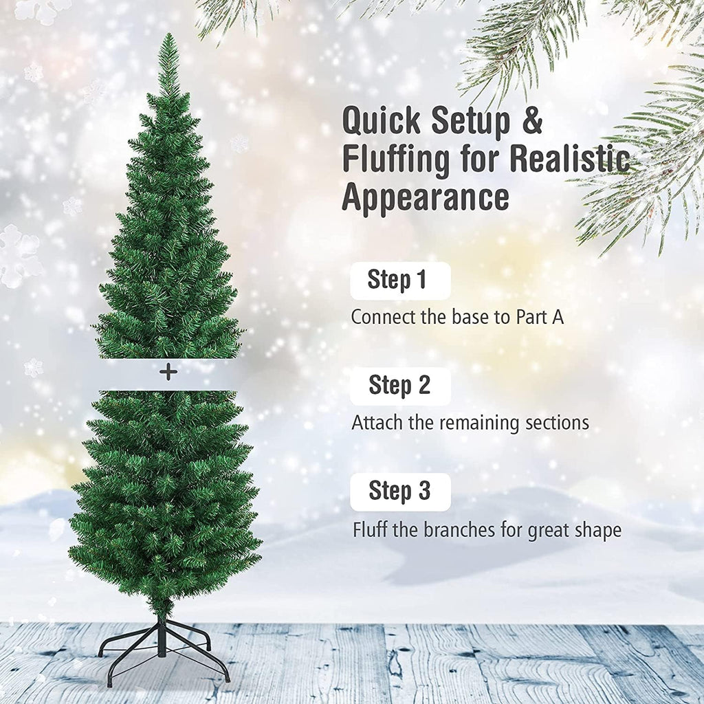 happygrill 5ft pencil christmas tree slim xmas tree, side view