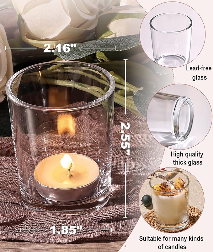 Letine 36-Pack Votive Candle Holders - Clear Glass Tea Light Holders - Glass Votive Candle Holder Bulk for Wedding Centerpieces/Home Table Decor/Propose/Christmas and Thanksgiving