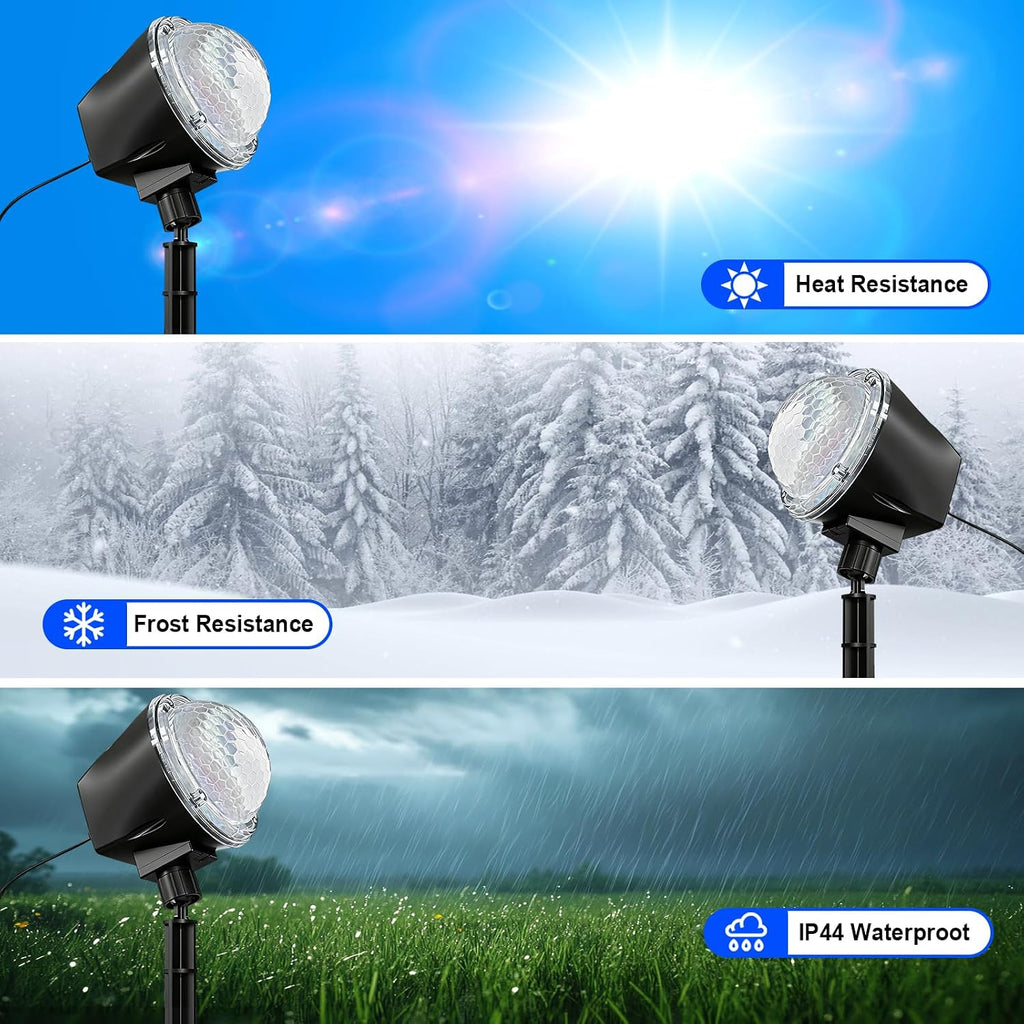 projector lights outdoor, 15 colors water wave ocean showing dimensions