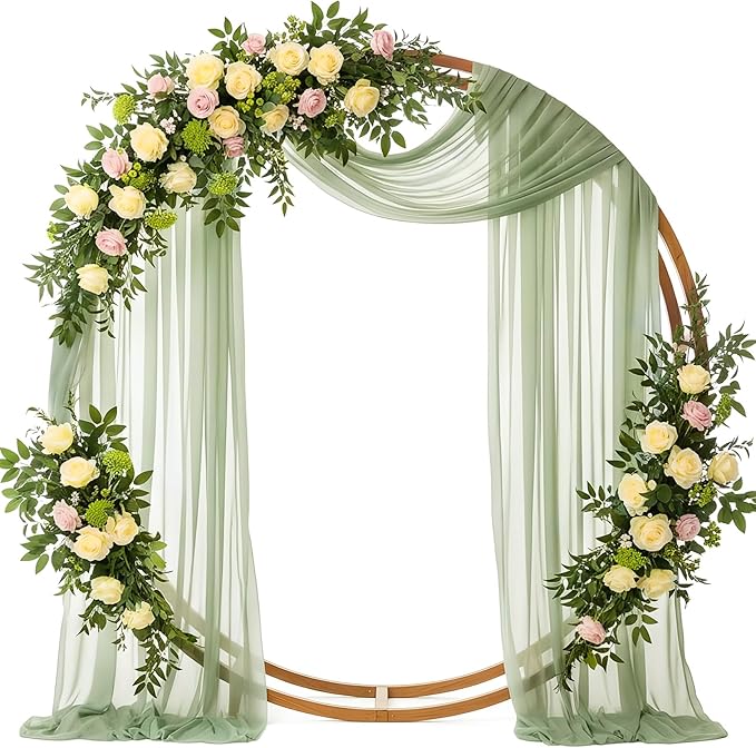 Wedding Arch Draping Fabric 29" x 19Ft Sheer Drapes for Backdrop Wedding Ceremony Reception Ceiling Decor Curtain Baby Bridal Shower Decoration (Sage Green, 1 Panel)