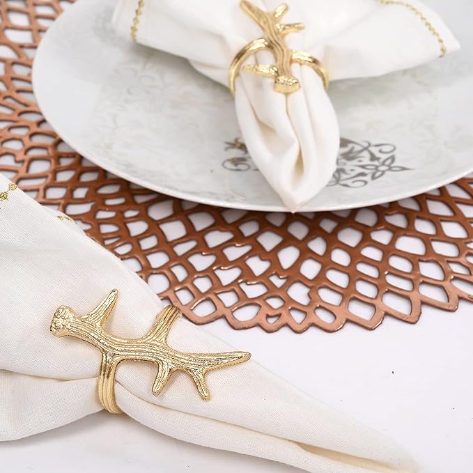 Lightweight Metal Napkin Rings Set of 12 - Napkin Rings Holder for Dinning Table Parties Dining Table, Weddings, and Special Events - Elegant Table Décor for Home & Restaurants (Gold) - CLEENTABLE