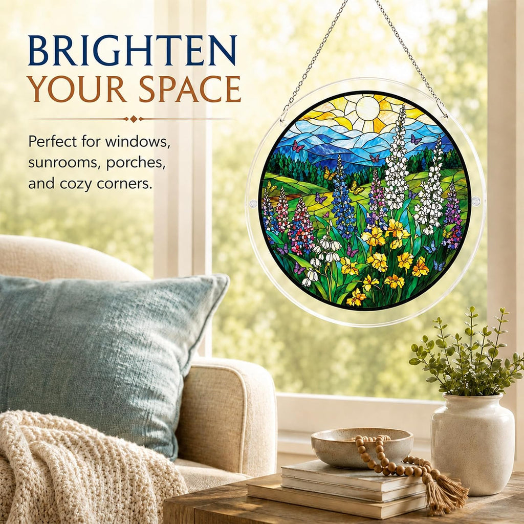 8.9 Inches Wildflower Puzzle Suncatcher, Sun Catcher Puzzle Gift for Women
