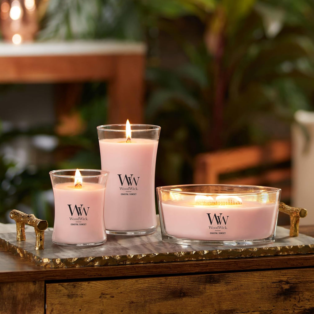 WoodWick Ellipse Scented Candle Vanilla & Sea Salt Scent Crackles as it Burns Up to 50 hours Burn Time Premium Soy blend Perfect for gifting 16oz