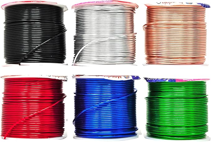 Mandala Crafts 16 Gauge Anodized Aluminum Craft Wire for Jewelry Making – 390 FT Colored Flexible Silver Copper True Blue Black Red Kelly Green Wire - Bendable for Bonsai Armature Crafting Sculpting