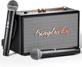Retro Karaoke Machine for Adults Kids,Portable Bluetooth Speaker with 2 wreless Microphones(Separable Use),Rechargeable PA System for Home Party,Teaching,Picnic,Indoor/Vintage Decor Gifts