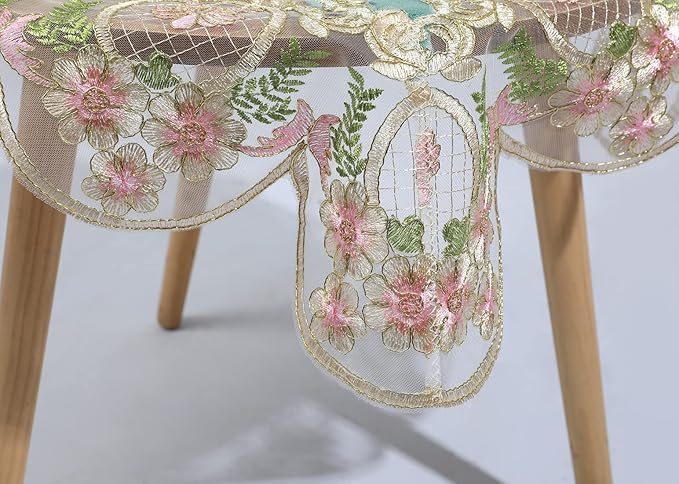 vctops Damask Lace Patchwork Tablecloth Luxury Square Small Table Cover Elegant Floral Embroidered Lace Table Cloth for Party Kitchen Dinning Picnic Decoration (Type N,22"x22")