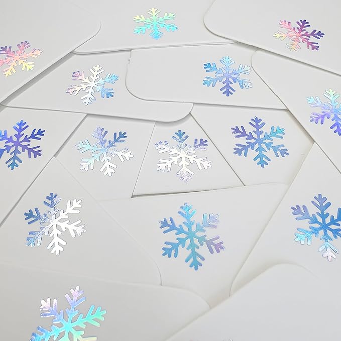 100Pcs Blank Gift Tags with String Iridescent Foil Snowflake Large Gift Tags White Paper with 65 Ft Jute Twine Cute Tags for Christmas Xmas Holiday Winter Wonderland Gift Wrap Tags