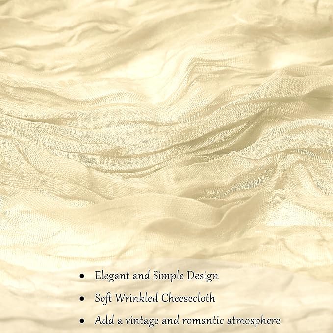 6-Pack Beige Cheesecloth Table Runners – 10FT (35x120 Inch) Boho Rustic Gauze Fabric Cheese Cloth Table Runner for Weddings, Baby Showers, Bridal Shower, Farmhouse & Birthday Party Decor