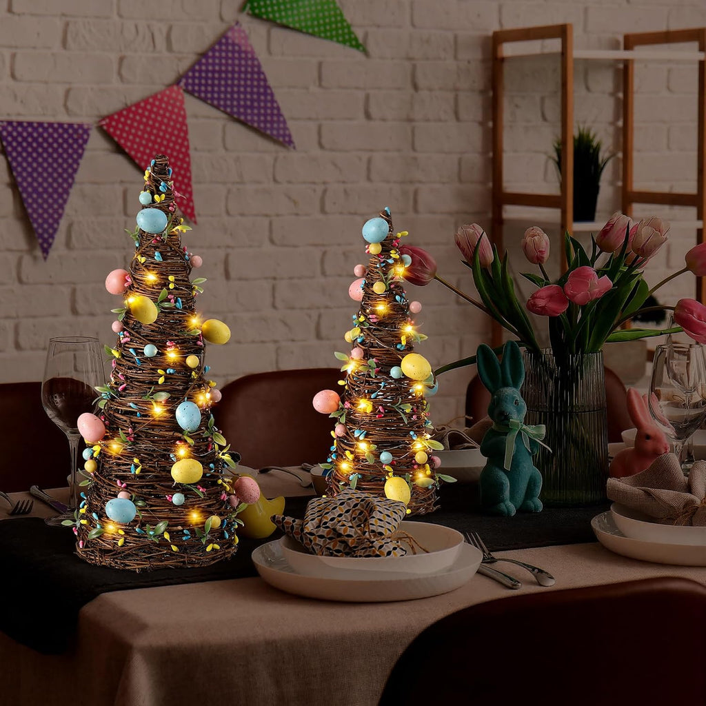 soulchen 2 pcs easter rattan cone tree decoration showing dimensions