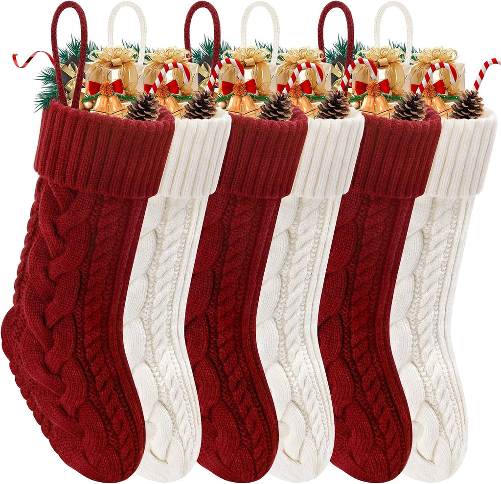 Christmas Stockings 18" Knitted Stocking Christmas Decorations | Soft acrylic fabric,Twist style high-quality classic knit pattern,Christmas Stocking is large enough to hold gift