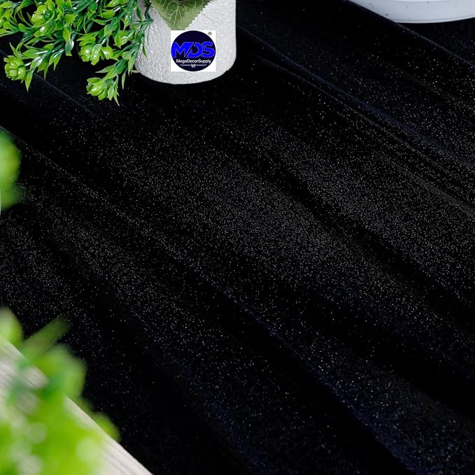 MDS 25 Pack 10ft Chiffon Table Runner 29 x 120 Inches Sheer Wedding Runner Romantic Rustic Table Runner for Wedding Decorations, Birthday Parties, Bridal Shower Party Arch Decor - Black