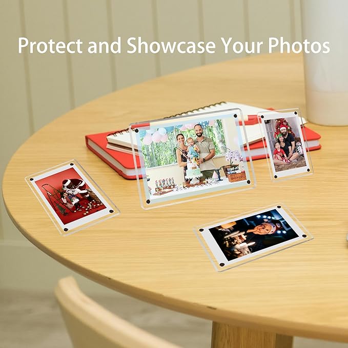 3 Pack acrylic fridge magnetic frame 5X7 Inch refrigerator photo magnet frames clear picture frames magnetic photos Display frame Double-Sided acrylic magnet frames(3pcs clear, 5x7 inch)