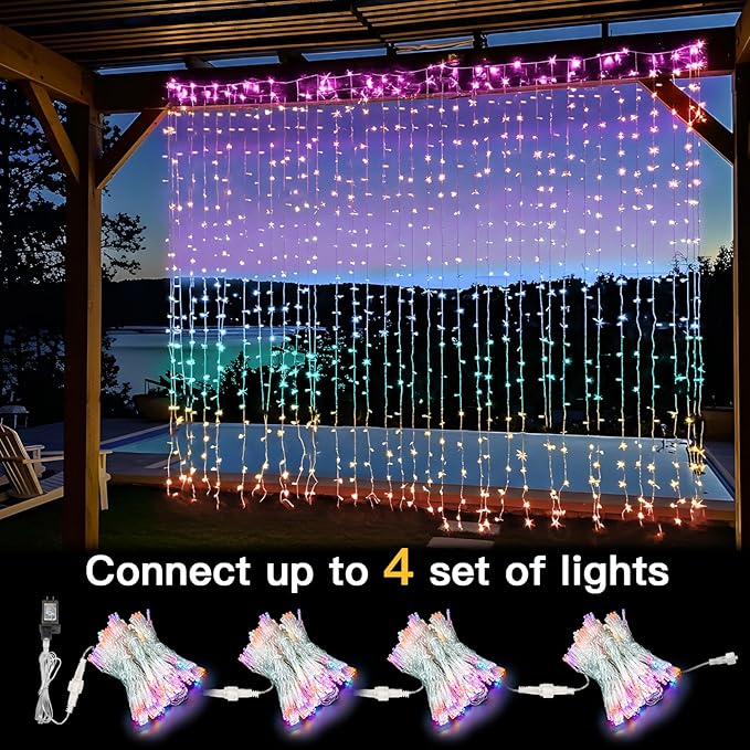 suddus Curtain Lights for Bedroom, 320 Led 9.8ft x9.8ft Hanging String Lights Indoor, Curtain String Lights for Backdrop, Window, Wall, Wedding, Party, Garden, Porch, Brithday Decor Multicolor