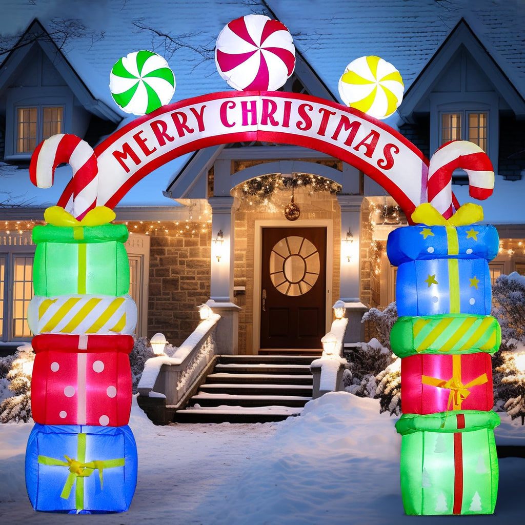 domkom 8ft christmas inflatables arch gift boxes with, main product view