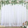 White Backdrop Curtain for Parties 10 ft x 10 ft Sheer Tulle Backdrop Drapes for Wedding Ceremony Birthday Baby Shower Ceiling Drapes Christmas Photo Backdrop Curtain Decorations 2 Panels 5ft x 10ft