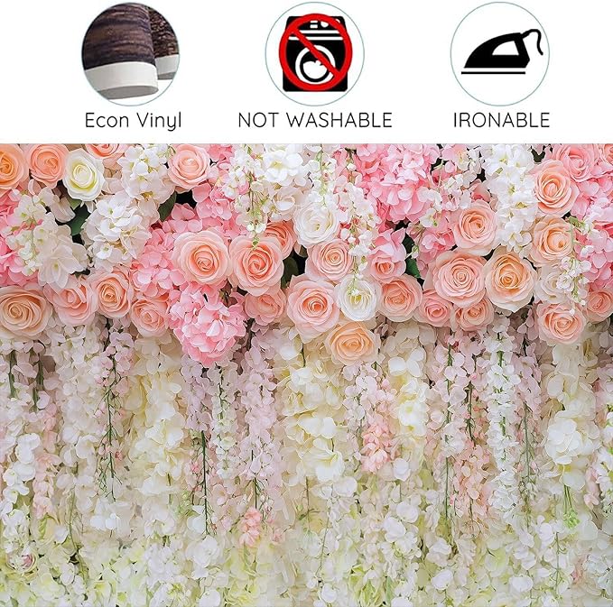 20x10ft Pink Rose Flower Wedding Photography Backdrop Spring Floral Photography Backdrop Valentine's Day Mother's Day Girl Birthday Baby Shower Wedding Bridal Party Banner Photo Booth Props Background
