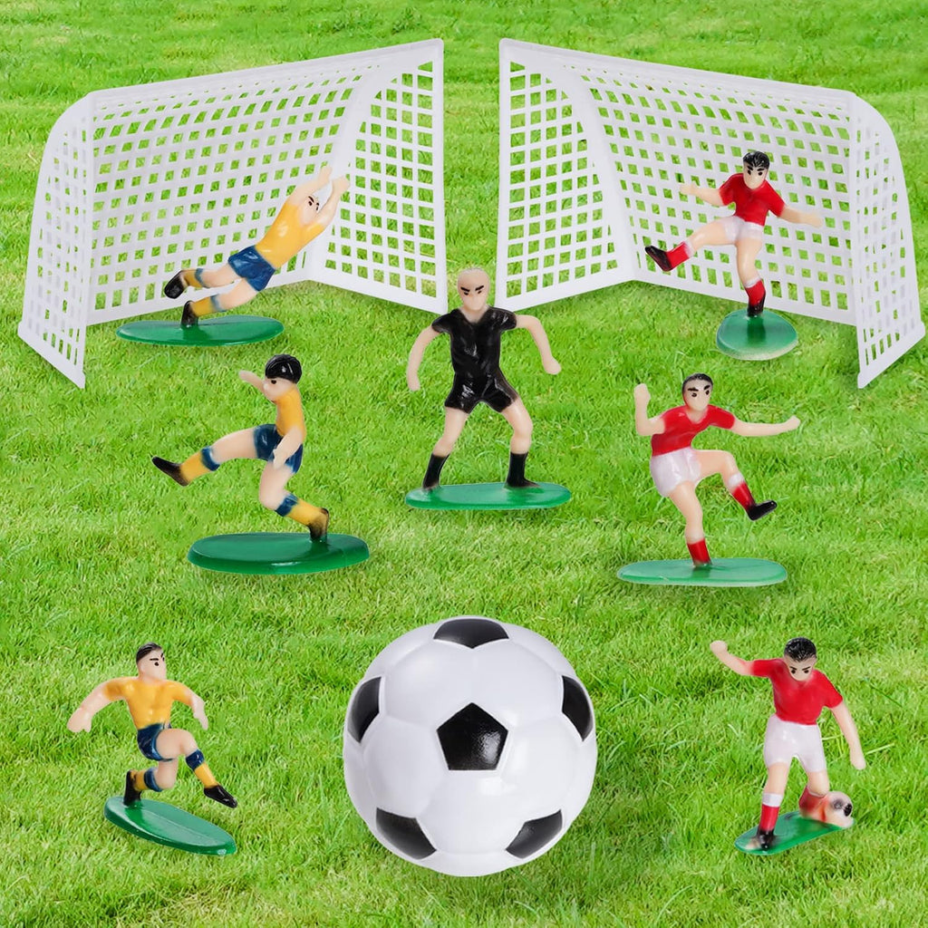 Pistha 18 Pieces Soccer Cake Topper Decorations Soccer Ball Cupcake Topper Soccer Player figure for Soccer Birthday Party Sport Party Football Theme Party Supplies for Men Boy