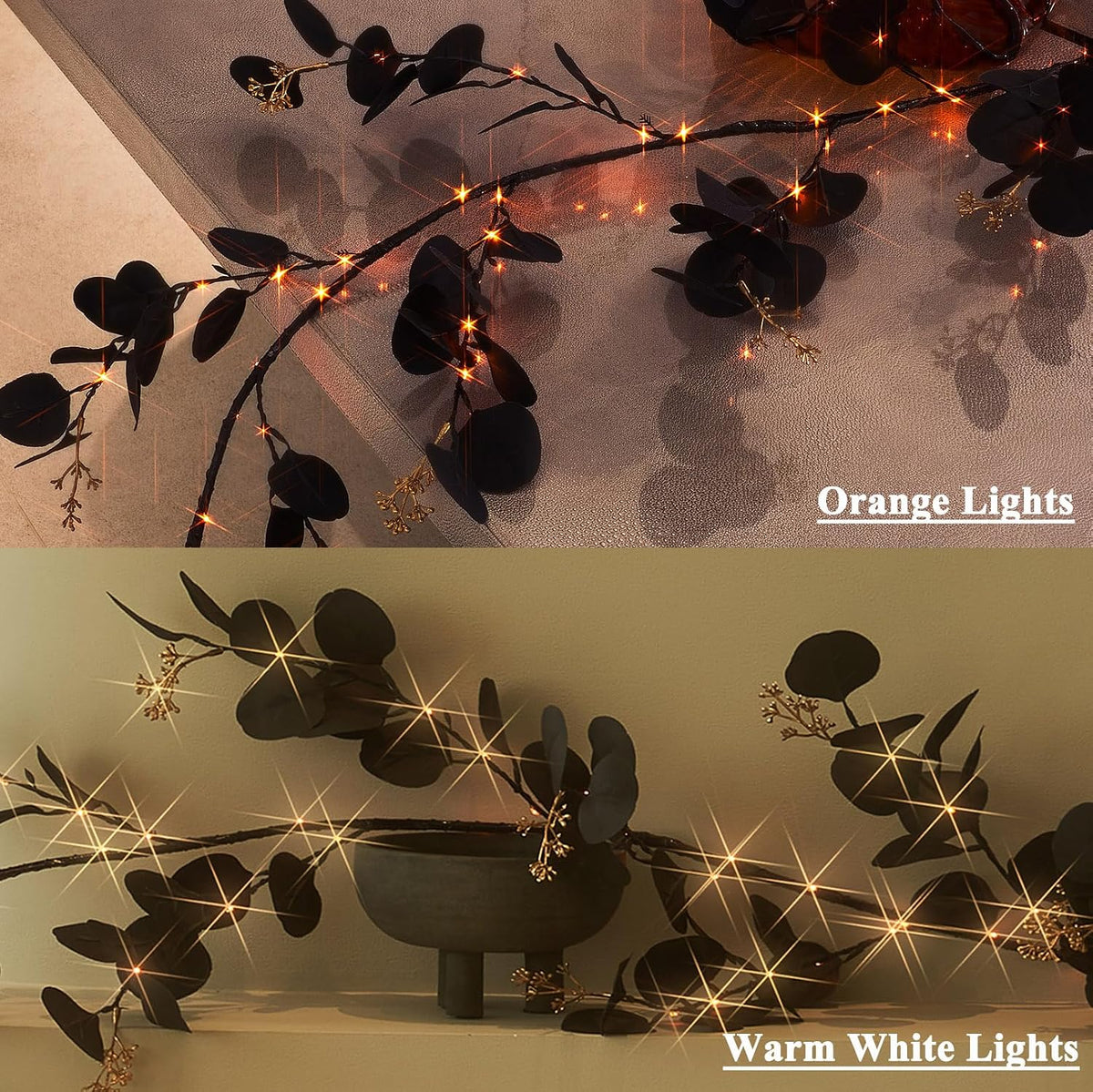 baolitvine lighted halloween black eucalyptus garland showing dimensions