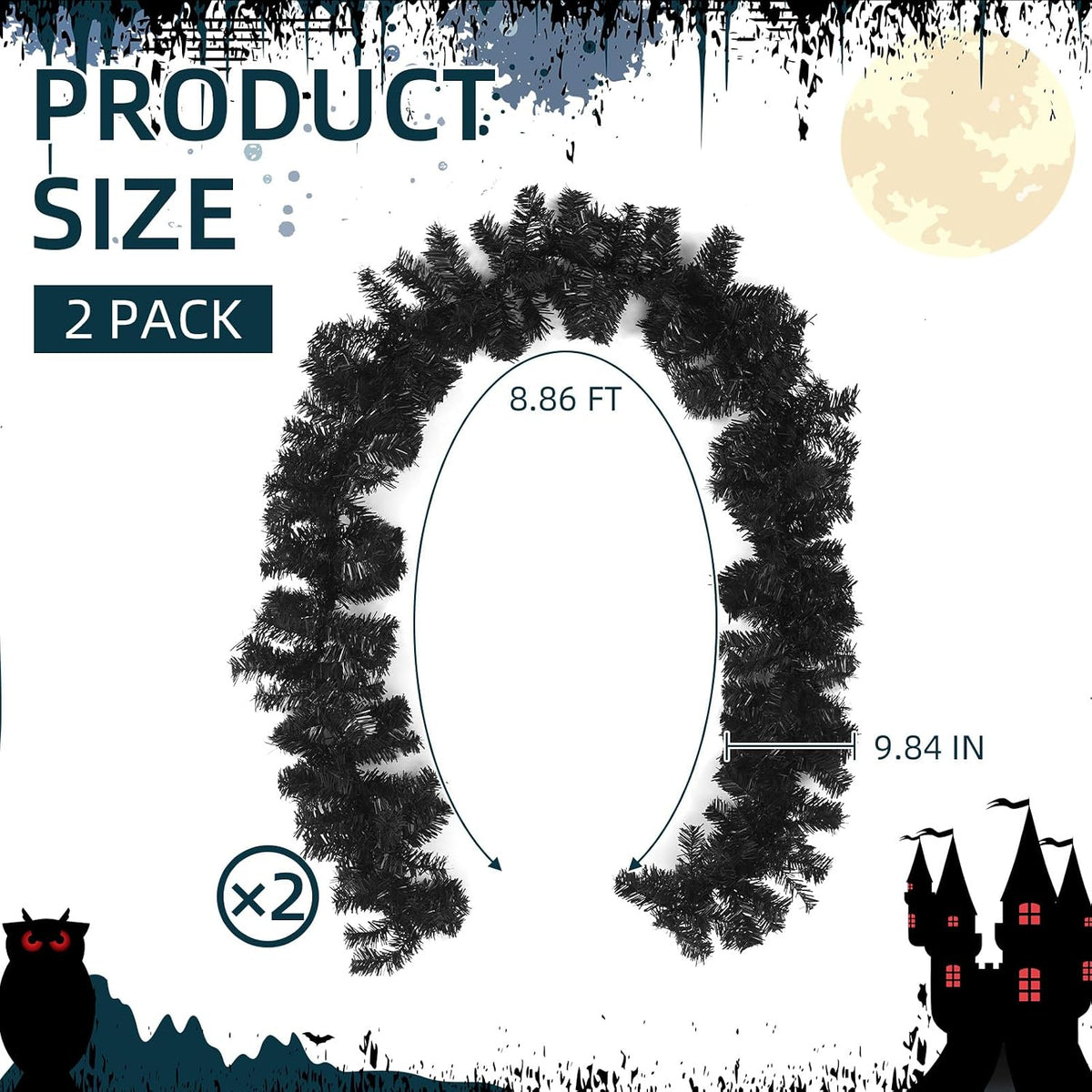 9 ft black colorado spruce artificial christmas halloween shown in use